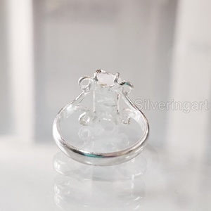 Bijoux en pierre brute Bague pour femme Pierre de lune arc-en-ciel brute naturelle Pierre précieuse Juin Pierre de naissance Hippie Bande de fil Bague en argent sterling 925 - Product Image 5