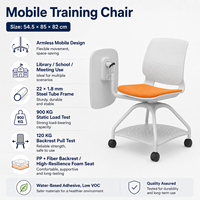 Chaise de formation sans accoudoirs avec roulettes, dossier en PP, siège en tissu, chaise mobile pour bibliothèque, école, réunion, salle de classe, salle de conférence
