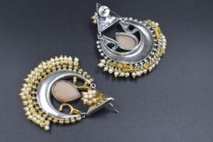 Bonne qualité en laiton matériel à la mode nouveau Design nouveauté argent double ton longues boucles d'oreilles Jhumka pour les femmes - Product Image 5