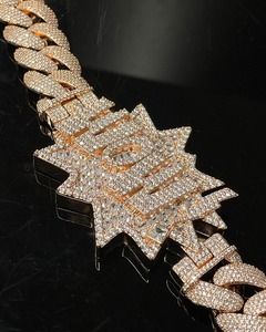 Collar de Cadena Cubana con Incrustaciones de Moissanita en Oro Rosa, Cierre de Estrella WOW Personalizado, Plata 925, Estilo Hip Hop Miami, Fabricante de Joyería al por Mayor - Product Image 6