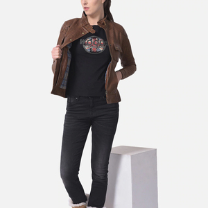 Nouvelle robe d'hiver décontractée pour femmes manteau en cuir de Style Simple avec fermeture à glissière facile à porter veste Bomber en cuir véritable - Product Image 6