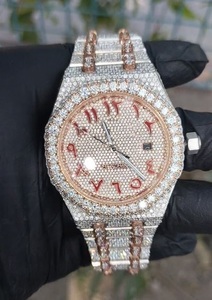 Reloj de lujo Hip Hop para hombre con diamantes de moissanita brillantes Banda de acero inoxidable antigua de moda Estilo de negocios - Product Image 5
