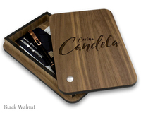 Boîte de présentation de contrôle en bois PU étanche avec support tricoté et couvercle rotatif motif fini pour une utilisation décorative