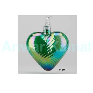 Adorno colgante de Navidad de cristal verde de alta calidad, artículo decorativo en forma de corazón para decoración de árbol de Navidad - Product Image 1