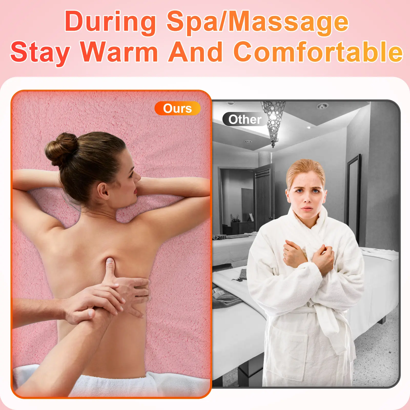 Scalda lettino da massaggio portatile, coperta riscaldante in morbido Cashmere, protezione da surriscaldamento per lettino da massaggio e Spa