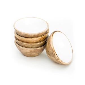 Bol profond en bois de forme ovale pour hôtel bol de service en bois fait main de taille personnalisée avec revêtement en émail pour maison et restaurant - Product Image 5