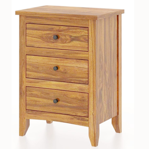 Elegant 3-<b>Drawer</b> Solid Wood Nightstand with Rich Light <b>Walnut</b> Finish for Classic & Modern Interiors for Apartments & Hospitals - Product Image 2