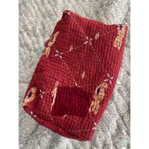 Bolsa de Cosméticos Vintage con Patrón de Diamantes Kantha, Bolsa de Maquillaje Grande de Pana con Cierre, Accesorio de Moda Moderno y Encantador para Uso Diario - Product Image 2