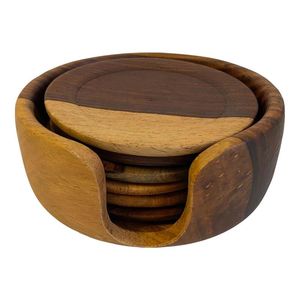 Posavasos Redondos de Madera de Nogal de Gran Diseño para el Hogar y Hoteles, Posavasos para Servir Té, Jugos y Bebidas con Soporte - Product Image 5