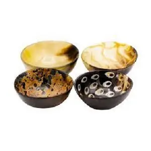 Natural Salad Bowl with Servers Set Solid Buffalo horn Bowl With Spoon For Fruits Salad high polished h