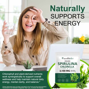 AcentialLabs Spirulina Softgels 300p Miscela Super Greens 17 in 1 con Clorella, Erba di Grano e Cavolo per Energia e Benessere Quotidiano - Product Image 3