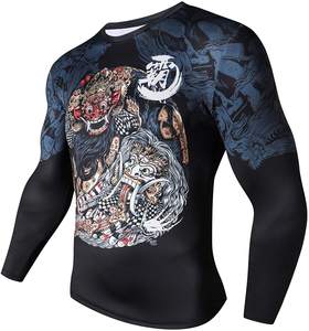 OEM Manufacturer's Unisex Sportswear MMA <b>Rash</b> <b>Guard</b> 3D Printing Sublimation Compression Long Sleeves Karate Uniforms <b>Men</b> BJJ - Product Image 5