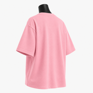 Camiseta Oversize Rosa Personalizada con Cuello en V y Tirantes Cruzados para Mujer, de Algodón, Estilo Casual Holgado, Streetwear, OEM ODM al por Mayor - Product Image 5