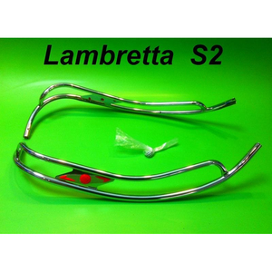 Protectores de piernas dobles estilo Ulma con gemas rojas, Lambretta LI S1/S2 + TV1 + TV2 - Product Image 1