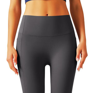 กางเกงเลกกิ้งออกกำลังกายเอวกลางผ้าสแปนเด็กซ์กางเกงออกกำลังกายไร้ตะเข็บผ้ายืดระบายอากาศได้ดี - Product Image 4