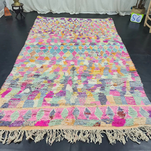 High Quality Boho Chic 6x9 Azilal Pink Berber Carpet Moroccan Rug Handmade Wool with High <b>Pile</b> Excellent for Cozy Room Space - Product Image 1