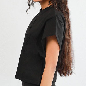 เสื้อยืดผ้าลูกฟูกสำหรับ100% คอตตอนคอลเลคชั่นฤดูร้อน2025โอเวอร์ไซส์พิมพ์ลายหนาแน่นสูงกำหนดโลโก้ได้เอง - Product Image 5