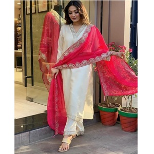 भारतीय आगमन पहनने के लिए तैयार 3 पीस सेट टॉप बॉटम और दुपट्टा डिजिटल प्रिंट ज़री वर्क के साथ महिलाओं के लिए सलवार सूट सेट - Product Image 1