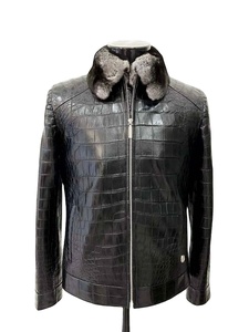 Chaquetas para Hombre, Chaqueta de Cuero con Estampado de Cocodrilo para Hombre, Cuero Vacuno Genuino, Estilo Moderno, Nueva Chaqueta de Cuero al por Mayor para Hombre - Product Image 3