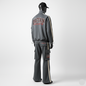 Chándal de hombre de alta calidad 320 GSM, tela de lana suave con Panel de rayas laterales, chándal de hombre bordado con logotipo personalizado Atlético - Product Image 4