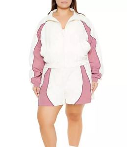 New Design Active Wear <b>Women's</b> <b>Windbreaker</b> Short Set Breathable Patchwork Streetwear <b>Womens</b> <b>Windbreaker</b> Tracksuit Set - Product Image 1