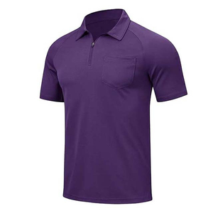 Polo de golf à fermeture éclair et imprimé à motif uni pour hommes, vêtements de sport à manches courtes et à séchage rapide, vêtements d'été de grande taille - Product Image 6