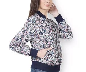 Veste d'entraînement décontractée à fermeture éclair complète pour femmes respirant polaire manches élastiques imperméable à l'eau Floral Sublimation Design arrivées en gros - Product Image 3