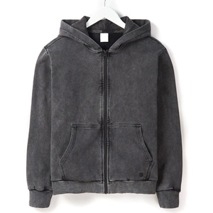 Streetwear Vintage surdimensionné en détresse lavage à l'acide hiver brodé Double manches à capuche hommes usine meilleure qualité conception - Product Image 5
