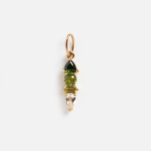 Pendentif multi-pierres en quartz vert en argent sterling 925 plaqué or, bijoux faits à la main pour femmes - Product Image 1