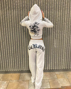 Ensemble 2 pièces d'hiver personnalisé effet vieilli pour homme : Veste polaire zippée et pantalon de jogging décontracté à capuche respirant avec impression numérique 100% - Product Image 4