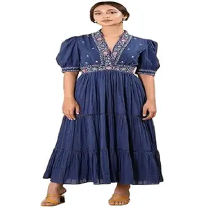 Vestido largo de narkali broided con dupatta, traje largo - Product Image 1