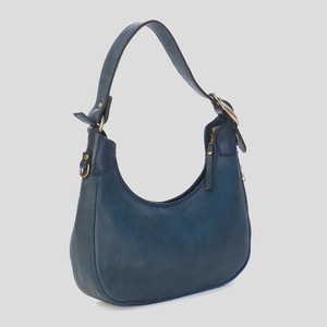 Women's Indigo Blue Leather Underarm <b>Bag</b> Vintage Style Shoulder Purse Adjustable <b>Strap</b> Candy Pattern Zipper Water Resistant - Product Image 3