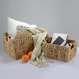 Handmade <b>Water</b> <b>Hyacinth</b> Storage <b>Basket</b> Set with Wood Handles Handmade Storage <b>Basket</b> Wholesale eco-friendly Made in Vietnam - Product Image 5