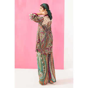 ชุดสูทผ้าลอนพิมพ์ลาย 2 ชิ้น รุ่น TL-62020 สำหรับงานทางการและลำลอง ตกแต่งด้วยกระดุม - Product Image 1