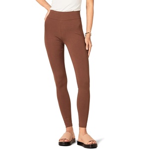 เลกกิ้งผู้หญิงเอวสูงสีน้ำตาลเข้ม ผลิตตามสั่ง เนื้อผ้าถัก ระบายอากาศได้ดี 95% คอตตอน 5% สแปนเด็กซ์ ราคาโรงงานดีที่สุดจากบังกลาเทศ - Product Image 1