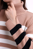 Tunique à col roulé à rayures pour femmes tricots respirants Service OEM personnalisé dos long nouvelle mode pull chaud de haute qualité