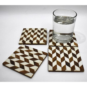 Nuevos posavasos de madera redondos Vintage, posavasos multicolores con incrustaciones de hueso en zigzag, posavasos organizador de mesa de comedor, precio mayorista - Product Image 5