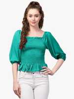 Haut court décontracté chic pour femme, manches courtes, en crêpe, excellente qualité, lavable, teinture unie, usage quotidien