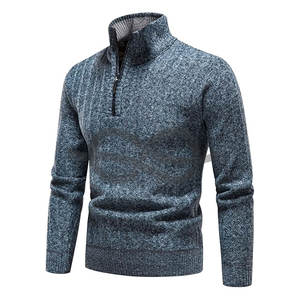 Suéter para hombre Quarter Zip Striped Pullover Color Block Polo Sudaderas Otoño Invierno Primavera Casual Warm Knit Top Elegante - Product Image 1