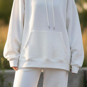 Baggy survêtement femmes goutte épaule à capuche surdimensionné pantalons de survêtement ensemble dames 400 GSM polaire Polyester surdimensionné survêtement femmes - Product Image 4