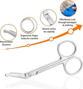 Ciseaux à bandage universels de qualité supérieure, 14 cm, argent, robustes, inclinés, super coupe, acier inoxydable, chirurgicaux, manuels - Product Image 2