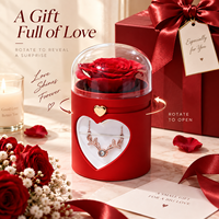 Boîte à bijoux AYOYO Creative avec fleur éternelle surprise, double usage pour bague et collier, cadeau pour la Saint-Valentin