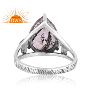 แหวนอัญมณีสีดำธรรมชาติสีเงินแท้ออกซิไดซ์ - Product Image 4