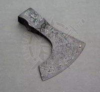 Damaszener Stahl Kopf Kohlenstoffstahl Geschmiedeter Doppelklingen-Tomahawk-Axtkopf mit individuellem Logo, Industriequalität, Holzgriff, Hohe Qualität