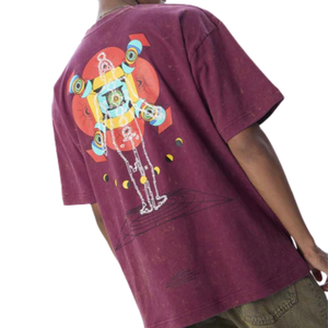 Camisetas de Hombre de Algodón 100% Lavado, Corte Holgado, Color Granate, Estilo Vintage, Ropa Urbana Informal, Suave y Transpirable para Uso Diario - Product Image 5