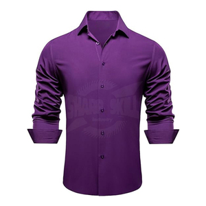 Camisa de vestir formal de manga larga de algodón 100% de último diseño al por mayor camisa informal ajustada personalizada para hombres - Product Image 1