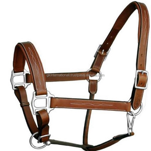 Licou de cheval anatomique fantaisie en cuir anglais de qualité supérieure avec coutures fantaisie et rembourrage licou de cheval en cuir de course de chevaux - Product Image 1