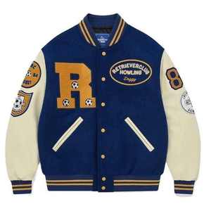 Chaquetas universitarias personalizadas Mangas de cuero de cuerpo de lana con chenilla y parches bordados Chaqueta universitaria unisex OEM - Product Image 1