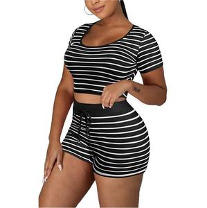 ผู้หญิง 2 ชิ้นชุดฤดูร้อน 2024 ใหม่ที่กําหนดเอง PLUS ขนาดเสื้อผ้าผู้หญิง 2 ชิ้นชุดออกกําลังกายกราฟิกเสื้อชุดสั้น - Product Image 2