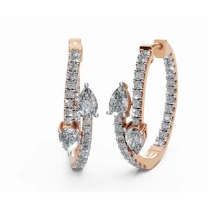 Boucles d'oreilles créoles en diamant de poire Eternal Bloom, or 9 KT, 14 KT, 18 KT, bijoux de laboratoire, vente en gros, OEM, fournisseur d'exportation B2B - Product Image 4